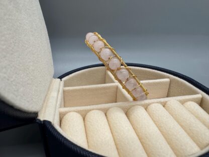 Natural Rose Quarts Wire Wrapped Gold Bangle 17 cm - Image 3