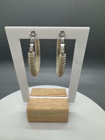 Silver Wired Wrapped Earrings - Image 2