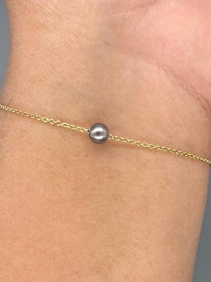 Dainty Sliding Purple Pearl Slider Chain Adjustable Size Bracelet 15-20cm