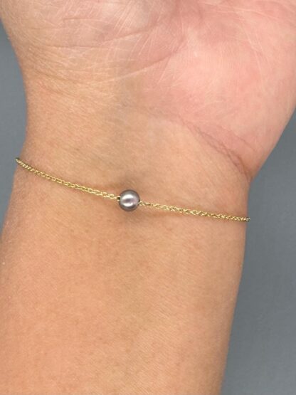 Dainty Sliding Purple Pearl Slider Chain Adjustable Size Bracelet 15-20cm - Image 2
