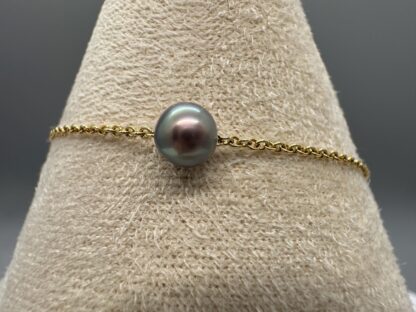 Dainty Sliding Purple Pearl Slider Chain Adjustable Size Bracelet 15-20cm - Image 3