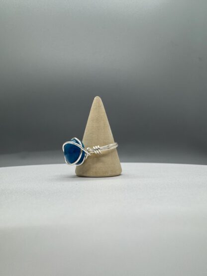 Silver Wired Wrap Blue Apatite Ring US9 - Image 3