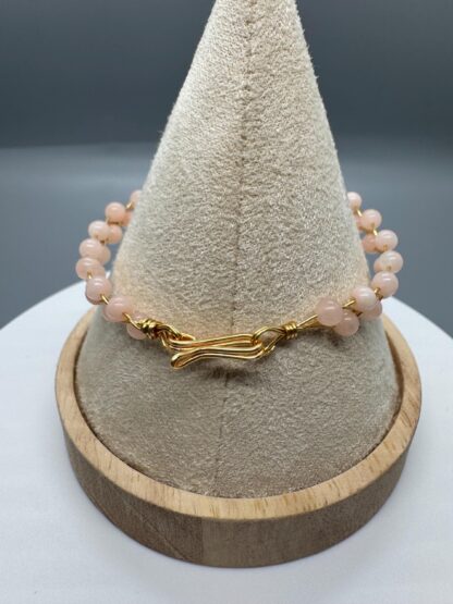 Beaded Pale Amazonite or Morganite Handmade Bracelet 15-20cm Length - Image 3