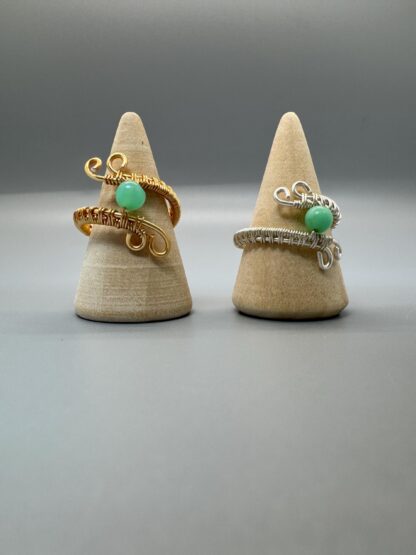 Chrysoprase Double Wired Wrap Ring - Image 3