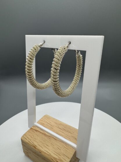 Silver Wired Wrapped Earrings - Image 3