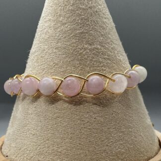 Beaded Pale Magenta Kunzite Handmade Bracelet 15-20cm Length