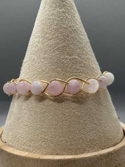 Beaded Pale Magenta Kunzite Handmade Bracelet 15-20cm Length