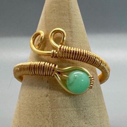 Chrysoprase Open Face Wired Wrap Ring - Image 2