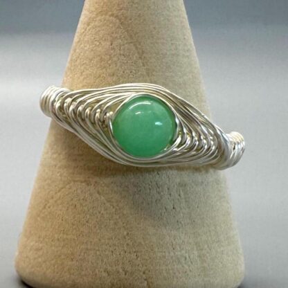 Chrysoprase Evil Eye Wired Wrap Ring - Image 2