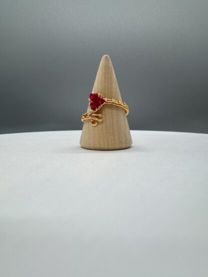 Wire Wrapped Ruby Heart Ring In Gold or Silver - Image 2