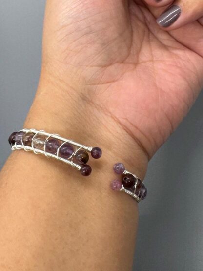 Garden Amethyst Cuff Bangle Bracelet - Image 3