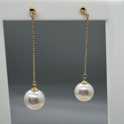 Edison Pearl Drop Earrings in 18k Gold Plated Sterling Silver - Image 2