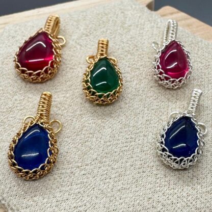 Wired Wrapped  Lab Grown Stone Pendants