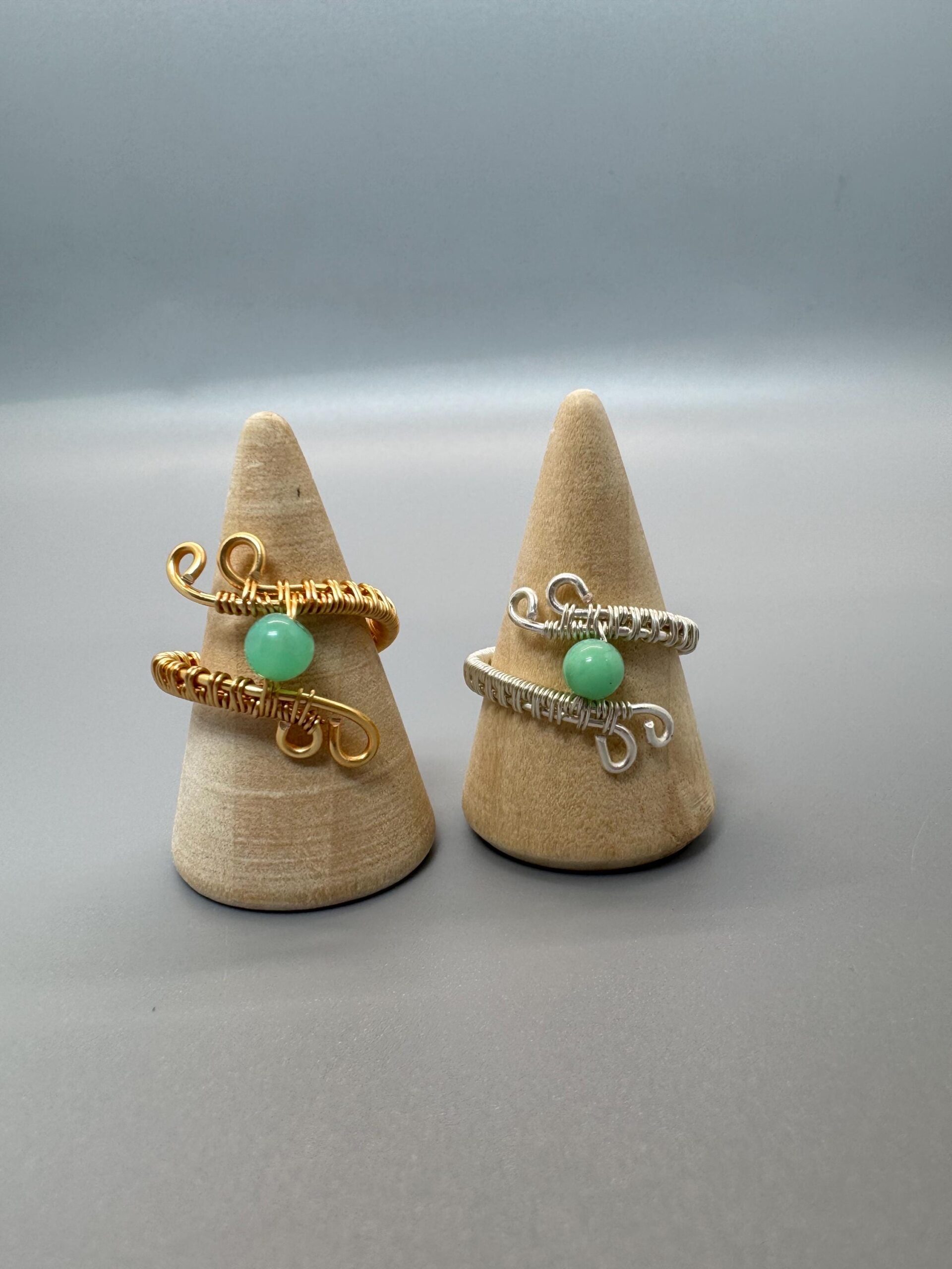 Chrysoprase Double Wired Wrap Ring - Image 4