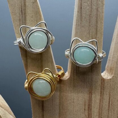 Cat Seafoam Wire Wrapped Ring