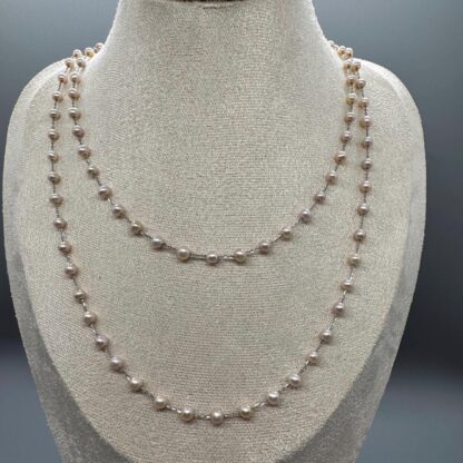 Satellite Pink Tone Freshwater Pearl s925 Silver Necklace