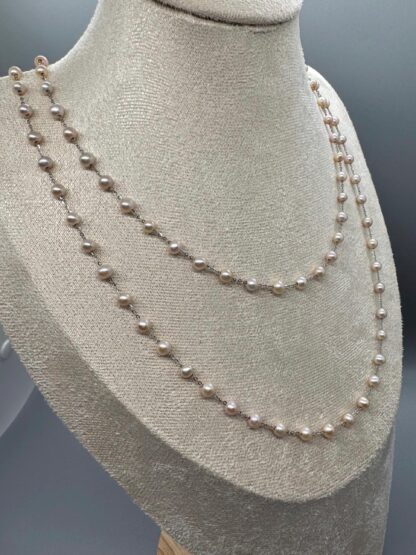 Satellite Pink Tone Freshwater Pearl s925 Silver Necklace - Image 2