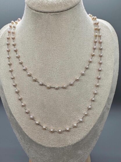 Satellite Pink Tone Freshwater Pearl s925 Silver Necklace - Image 3