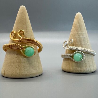 Chrysoprase Open Face Wired Wrap Ring