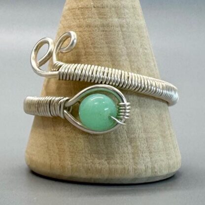 Chrysoprase Open Face Wired Wrap Ring - Image 3