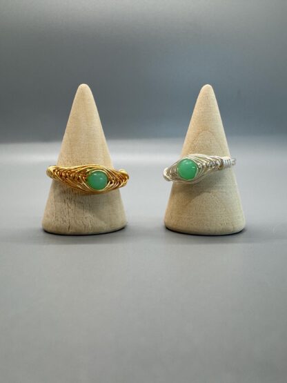 Chrysoprase Evil Eye Wired Wrap Ring - Image 3