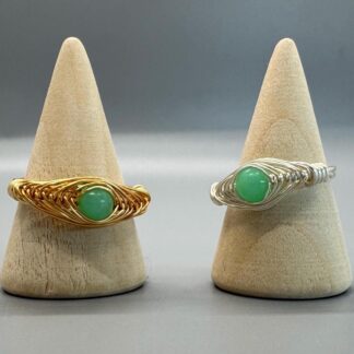 Chrysoprase Evil Eye Wired Wrap Ring