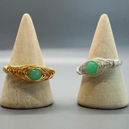 Chrysoprase Evil Eye Wired Wrap Ring