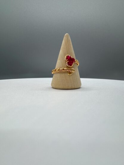 Wire Wrapped Ruby Heart Ring In Gold or Silver - Image 3