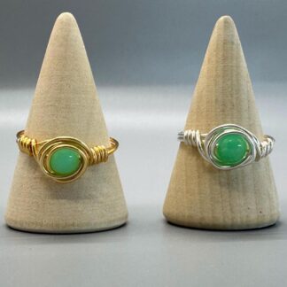 Chrysoprase Single Stone Wired Wrap Ring