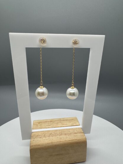 Edison Pearl Drop Earrings in 18k Gold Plated Sterling Silver - Image 3