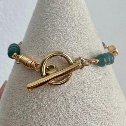 Natural Jade Wired Wrapped Link Bracelet