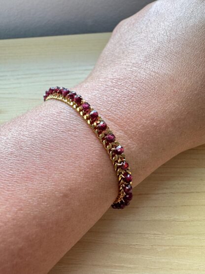 Double Cuban Chain with Garnet Gemstones (15cm to 20cm adjustable) - Image 3