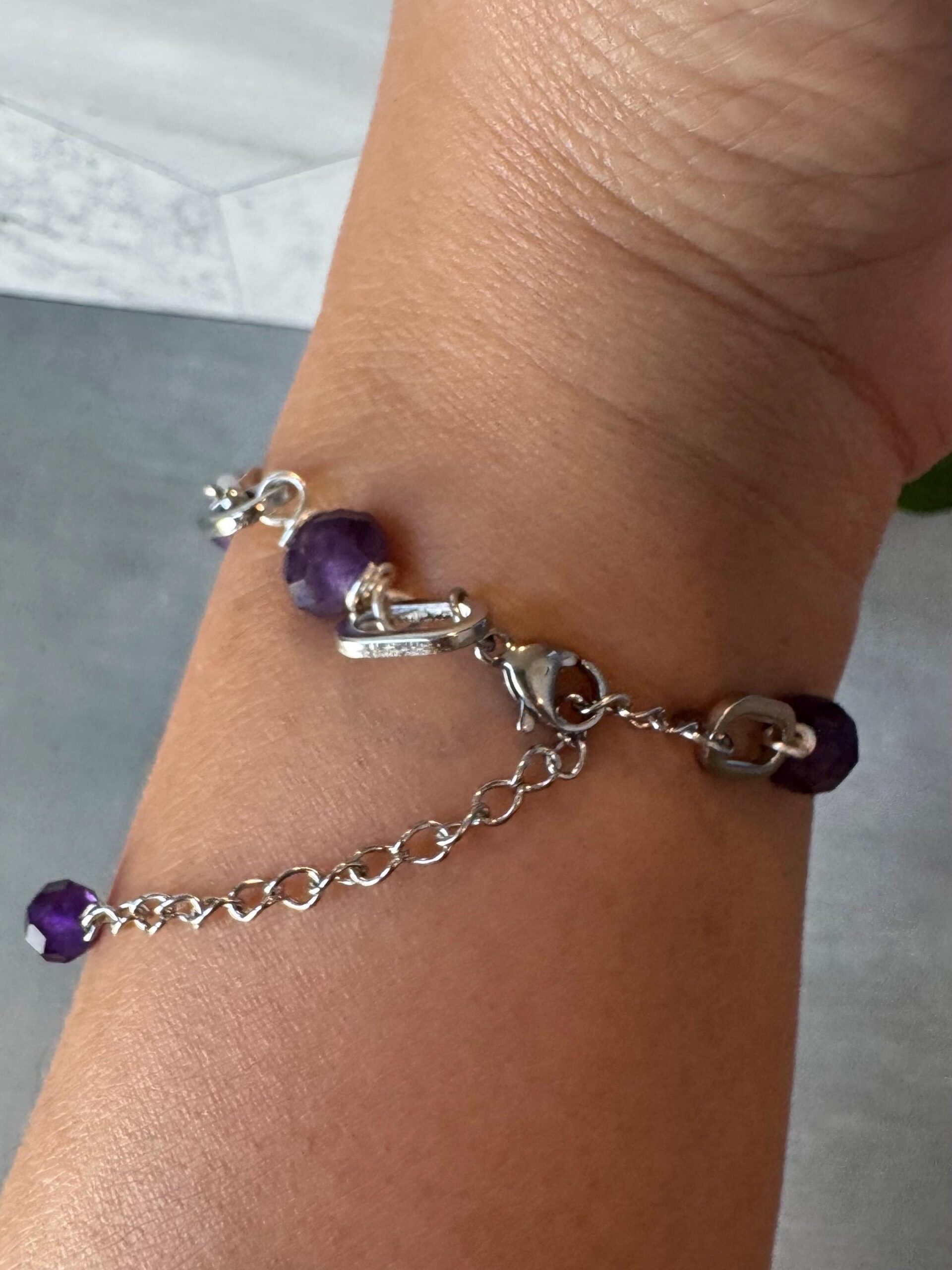 Oval Linked Amethyst Gemstone Bracelet - Image 10
