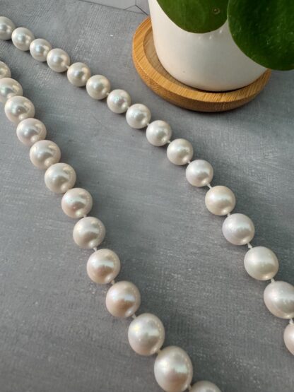 Hand-Knotted Edison Pearl Necklace – 925 Gold-Plated Push Clasp, Silk Threaded, Large 10mm White Pearls - Image 3