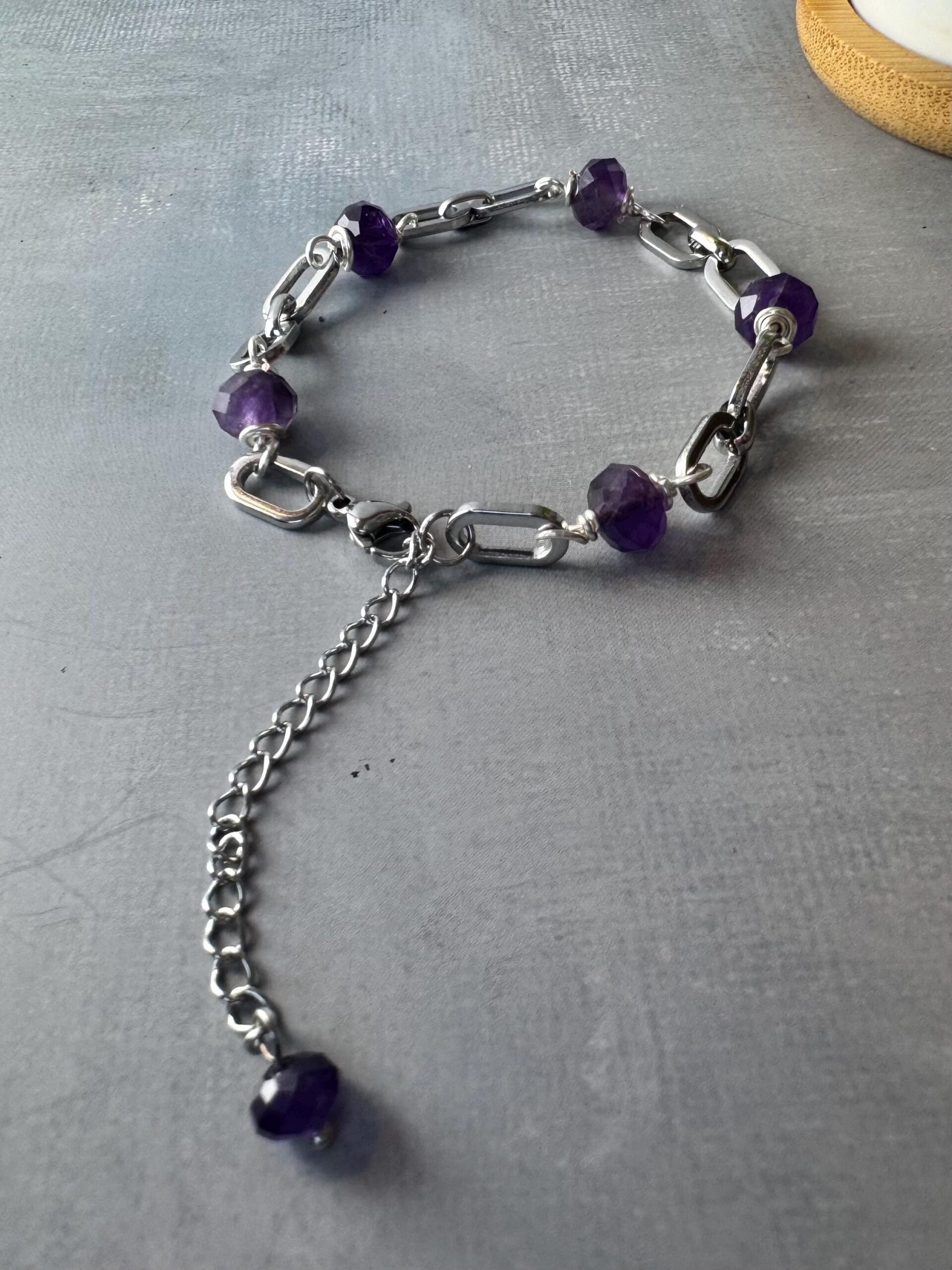 Oval Linked Amethyst Gemstone Bracelet - Image 6