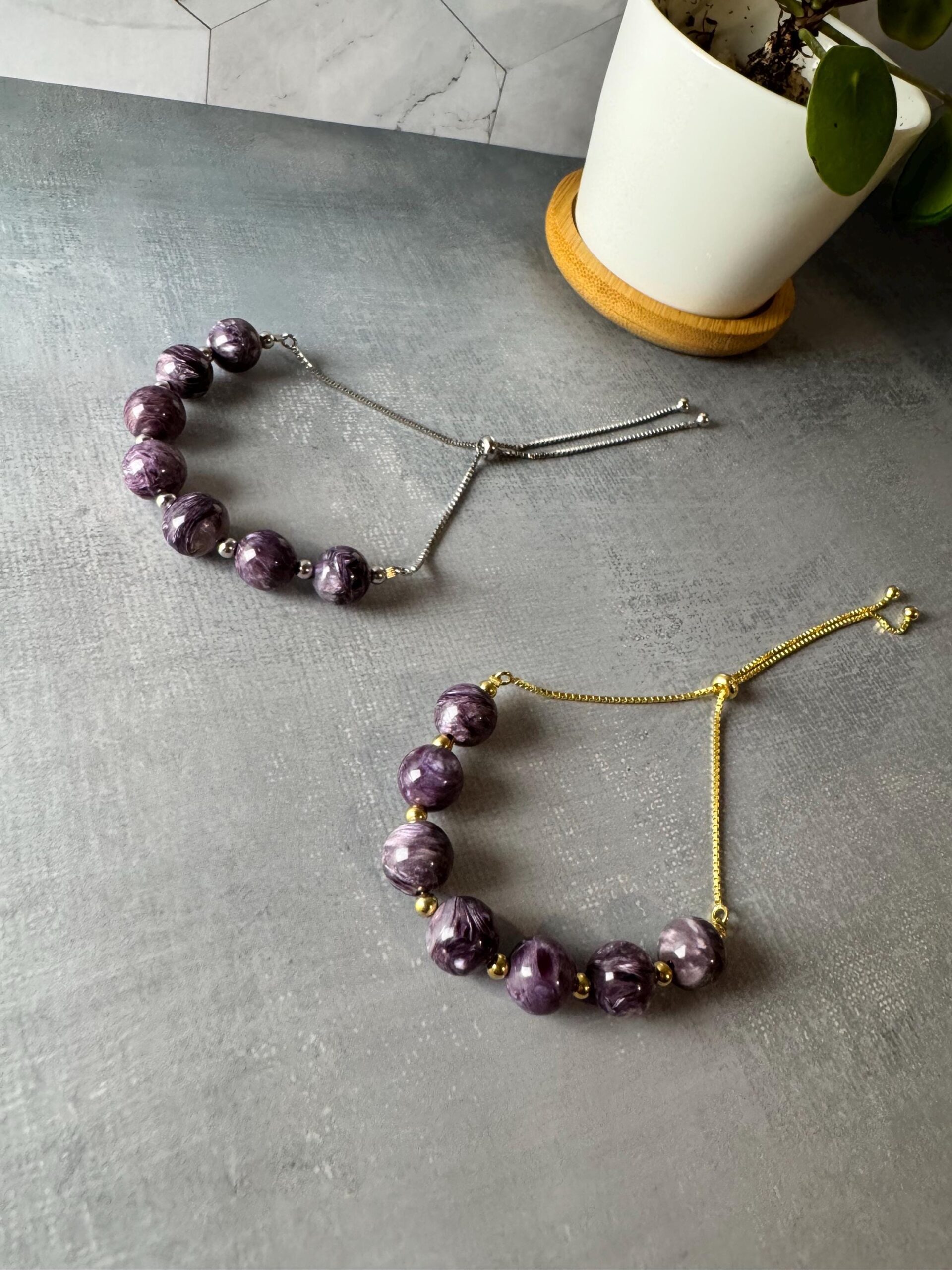 Natural Charoite Bracelet with Sterling Silver | Adjustable Purple Gemstone Bracelet | High-Quality Charoite Jewelry | Gift - Image 9