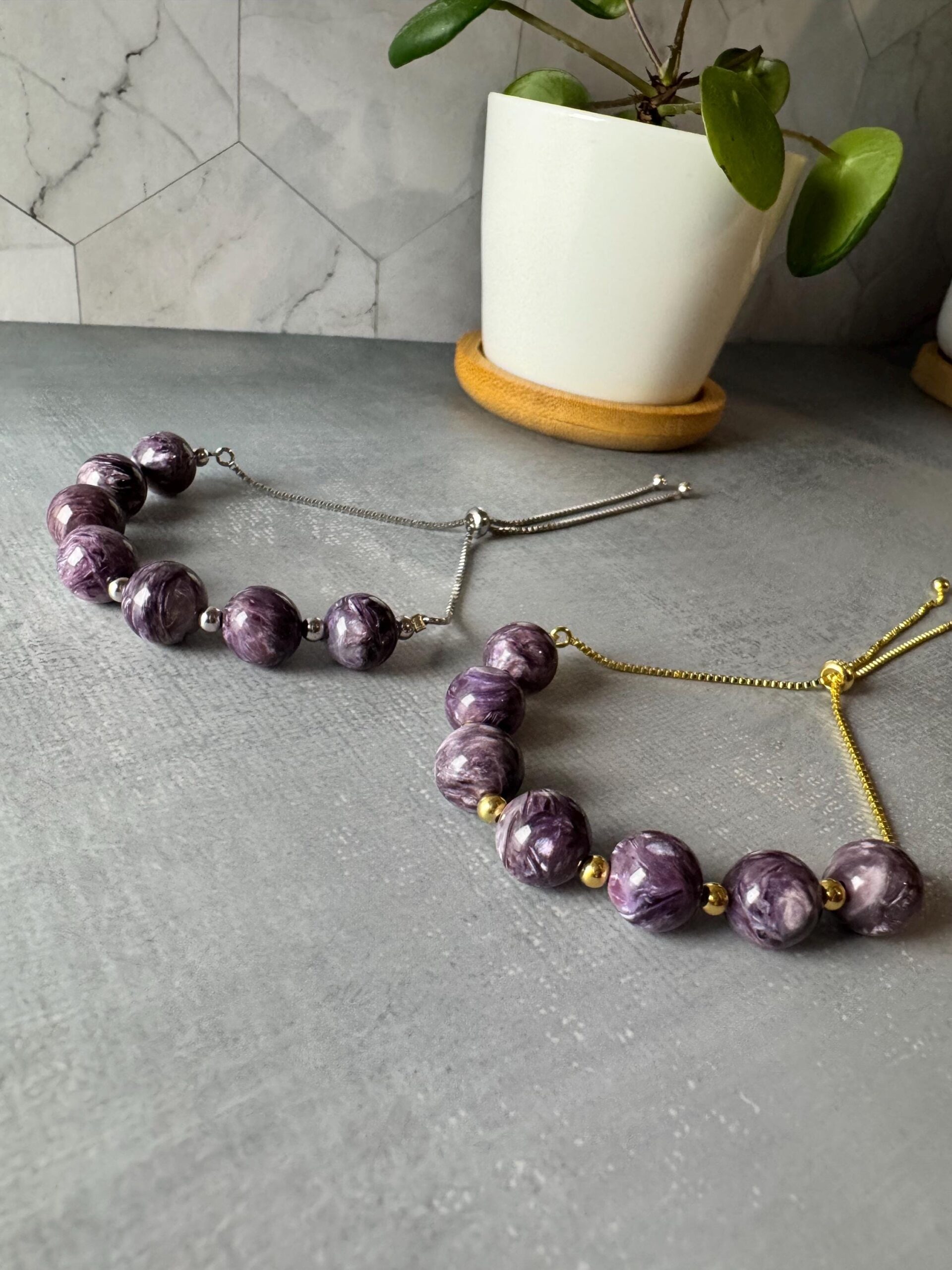 Natural Charoite Bracelet with Sterling Silver | Adjustable Purple Gemstone Bracelet | High-Quality Charoite Jewelry | Gift - Image 10