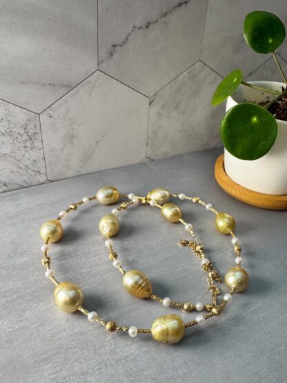 South Sea Golden Baroque Pearl Necklace - Image 3