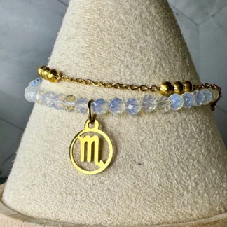 October Opalite Birthstone Bracelet – Scorpio– Adjustable Stainless Steel