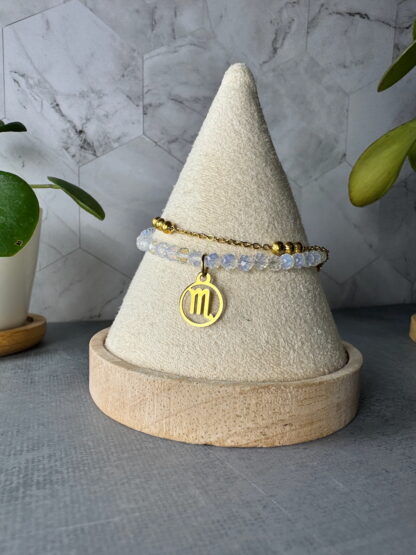 October Opalite Birthstone Bracelet – Scorpio– Adjustable Stainless Steel - Image 2